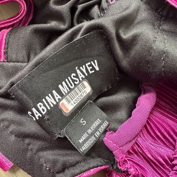 Sabina Musayev Judith Pink Purple Tiered Gown Metallic Maxi Dress - Size SMALL - Picture 4 of 11